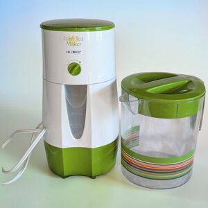 Mr Coffee Iced Tea Maker TM43P 3Qt Lime with Striped Pitcher Adjustable Brew